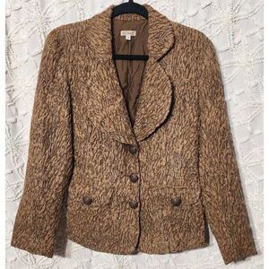 Baxis & Baxis Blazer Womens S Crinkle Brown Cognac Gemtone Buttons Y2K Deadstock